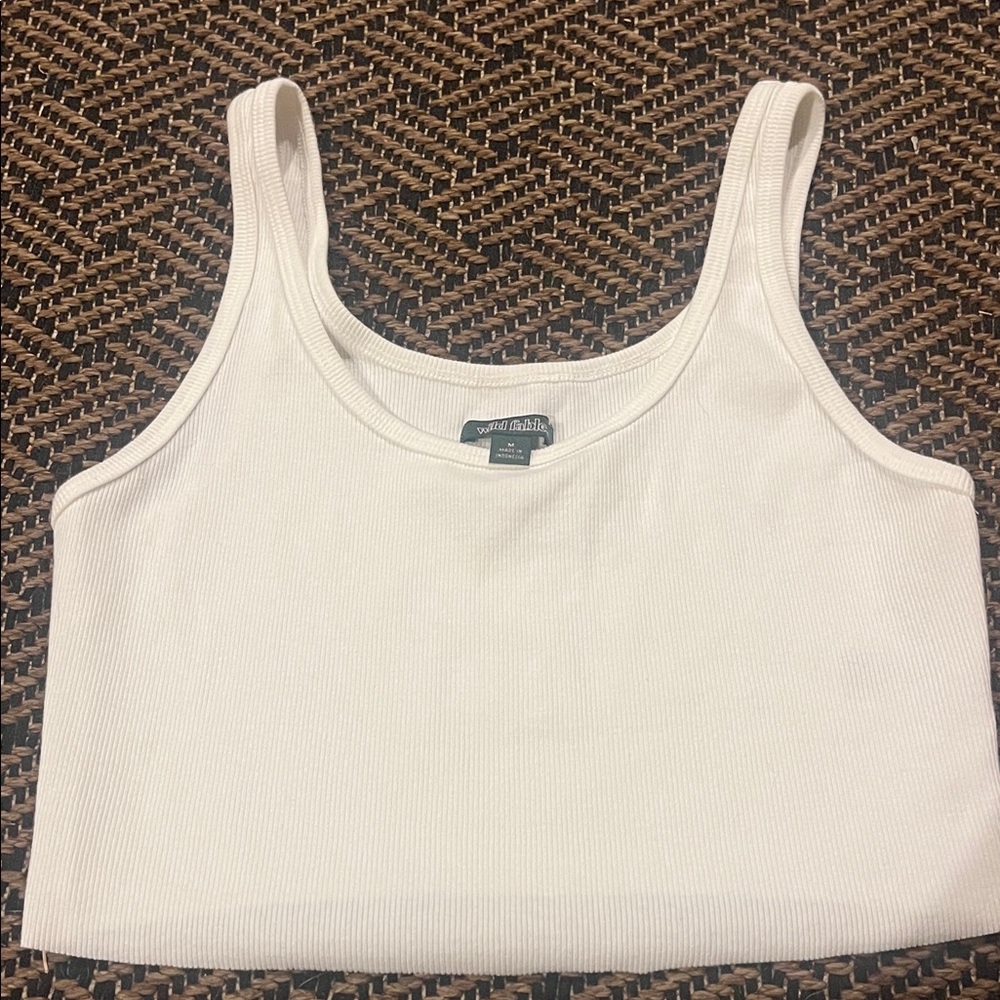 White Ribbed Tank Top